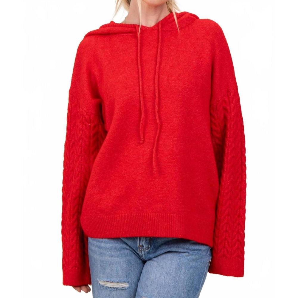 NEW &MERCI pullover knit hoodie in red